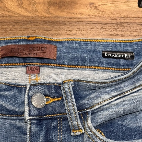 Judy Blue Size 0 Thermal High Rise Contrast Straight Denim Jeans Comfort Stretch - Picture 3 of 6